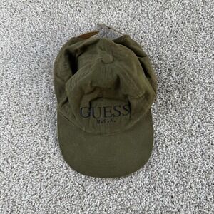 Vintage Guess Hat Cap Snap Back Mens One Size Green Twill American Tradition